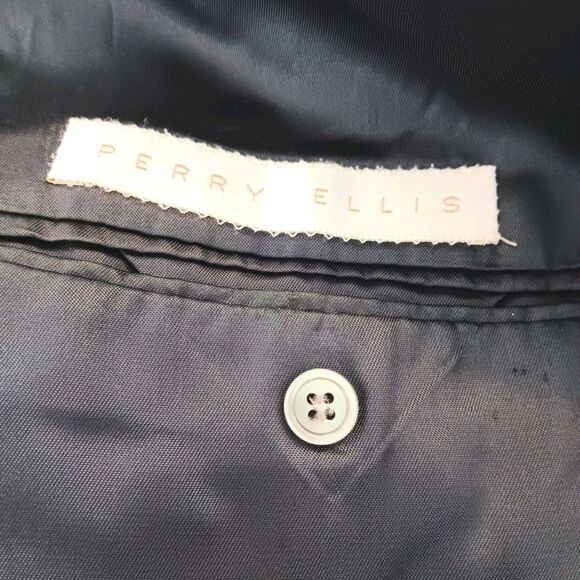 Vtg PERRY ELLIS 46R Navy Blue Wool Blazer MADE IN USA The Coach House 80s 90s - Picture 14 of 14